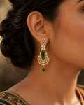 Manruya Antique Emerald Chandelier Earrings in Victorian Gold - أقراط زمرّد فيكتورية