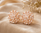 Manruya Rose Gold Floral Mandala Stud Earrings - أقراط روز جولد الفاخرة