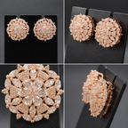 Manruya Rose Gold Floral Mandala Stud Earrings - أقراط روز جولد الفاخرة