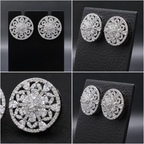 Manruya Silver Lace Floral Mandala Stud Earrings - أقراط الماندالا الفضية