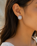Manruya Silver Lace Floral Mandala Stud Earrings - أقراط الماندالا الفضية