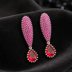 Manruya Pink Ruby Pavé Teardrop Drop Earrings - أقراط الياقوت الوردي الفاخرة