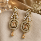 Manruya Antique Champagne Topaz Geometric Drop Earrings - أقراط التوباز الفيكتورية