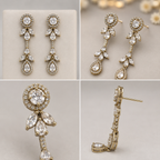 Manruya Antique Marquise & Teardrop Crystal Linear Earrings - أقراط العروس الفيكتورية