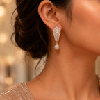 Manruya Rose Gold Baguette Geometric Drop Earrings - أقراط الأرت ديكو الفاخرة