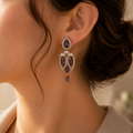 Manruya Antique Amethyst Marquise Drop Earrings in Victorian Gold - أقراط الأرجوان الفيكتورية