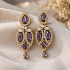 Manruya Antique Amethyst Marquise Drop Earrings in Victorian Gold - أقراط الأرجوان الفيكتورية