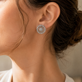 Manruya Silver Plated Sunburst Wheel Stud Earrings - أقراط الشمس الفضية