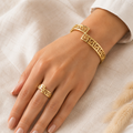 Manruya Anti-Tarnish Greek Pattern Bracelet & Ring Set | طقم سوار وخاتم مانرويا بنقشة يونانية مقاوم لتغير اللون
