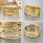 Manruya Anti-Tarnish Gold Crystal Cuff Bracelet | سوار مانرويا الذهبي المفتوح بالكريستال المقاوم لتغير اللون