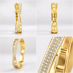 Manruya Anti-Tarnish Gold Crystal Twist Bracelet | سوار مانرويا الذهبي المتقاطع بالكريستال المقاوم لتغير اللون