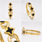 Manruya Anti-Tarnish Black Clover Bracelet | سوار مانرويا الأسود بتصميم البرسيم المقاوم لتغير اللون