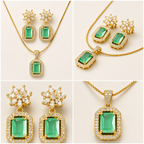 Manruya Emerald Crystal Pendant Set | طقم قلادة مانرويا بكريستال الزمرد