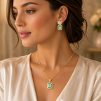 Manruya Emerald Crystal Pendant Set | طقم قلادة مانرويا بكريستال الزمرد