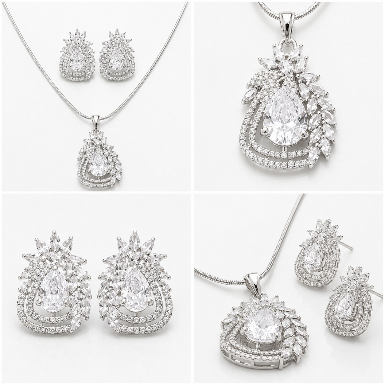 Manruya Crystal Teardrop Pendant Set | طقم قلادة مانرويا بالكريستال الدمعة
