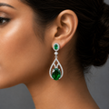 Manruya Emerald Green Teardrop Dangle Earrings - أقراط الزمرد الأخضر