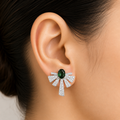 Emerald Green Statement Earrings for Women | أقراط زمردية فاخرة للنساء