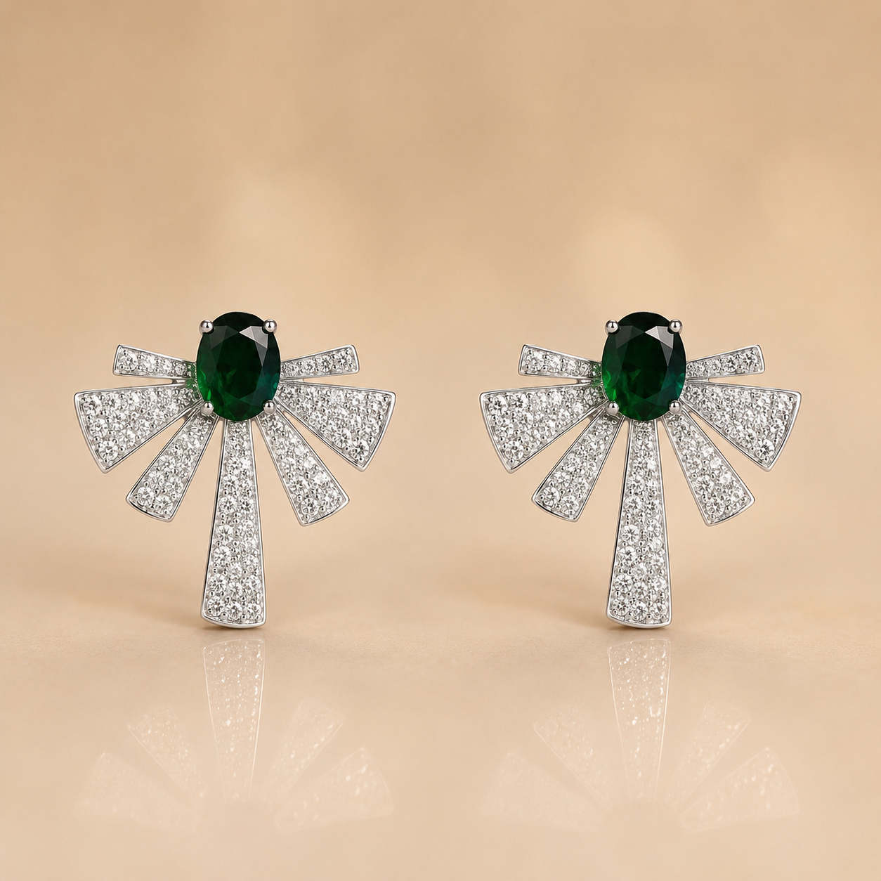 Emerald Green Statement Earrings for Women | أقراط زمردية فاخرة للنساء