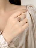 Rose Gold Purple CZ Floral Statement Ring for Women | خاتم زهري فاخر بحجر بنفسجي CZ للنساء