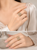 Victorian Clear Stone Multi-Ring Statement Ring for Women | خاتم فيكتوري متعدد الحلقات بحجر شفاف