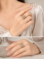 Victorian Clear Stone Multi-Ring Statement Ring for Women | خاتم فيكتوري متعدد الحلقات بحجر شفاف