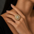 Blush Pink Halo Statement Ring for Women | خاتم وردي فاخر بتصميم هالة للنساء