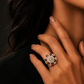 Purple Crystal Floral Statement Ring for Women | خاتم بنفسجي فاخر مرصع بالكريستال للنساء