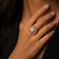Victorian Dark Pink Floral Statement Ring for Women | خاتم فيكتوري وردي غامق فاخر للنساء