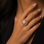 Victorian Dark Pink Floral Statement Ring for Women | خاتم فيكتوري وردي غامق فاخر للنساء