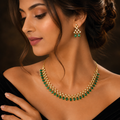 Elegant Emerald Green Necklace & Earring Set for Women | طقم عقد وأقراط أخضر زمردي فاخر للنساء