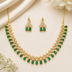 Elegant Emerald Green Necklace & Earring Set for Women | طقم عقد وأقراط أخضر زمردي فاخر للنساء