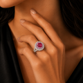Silver Crown Ruby Statement Ring for Women | خاتم فضي بتصميم التاج وأحجار الياقوت للنساء