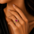 Victorian Ruby Floral Statement Ring for Women | خاتم فيكتوري فاخر بأحجار الياقوت للنساء