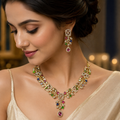 Luxury Multicolor Floral Necklace & Earring Set | طقم عقد وأقراط فاخر متعدد الألوان