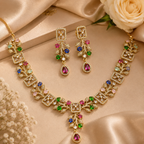 Luxury Multicolor Floral Necklace & Earring Set | طقم عقد وأقراط فاخر متعدد الألوان