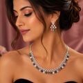 Luxury Multicolor Crystal Necklace & Earring Set for Women | طقم عقد وأقراط متعدد الألوان فاخر للنساء