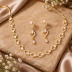 Elegant Pink Heart Necklace & Earring Set for Women | طقم عقد وأقراط قلوب وردية أنيق للنساء