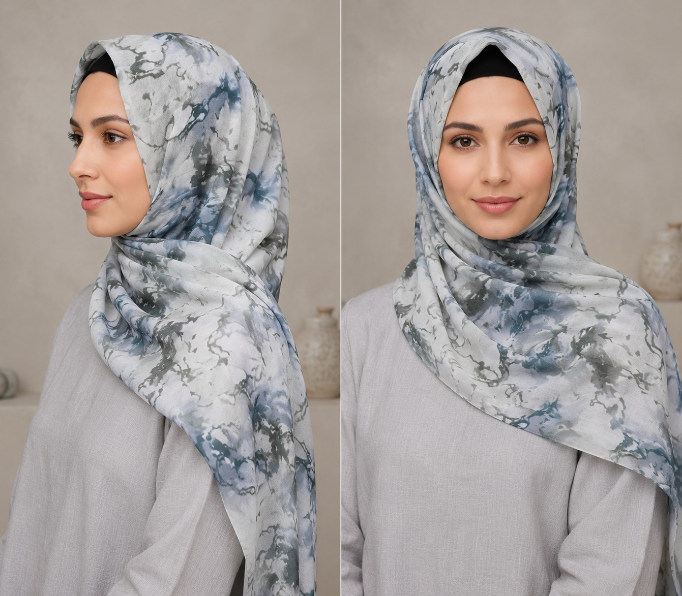 Luxury Ocean Marble Modal Shayla Hijab | شيلة مودال فاخرة بنقشة رخامية مستوحاة من البحر - Fabric Modal | القماش مودال