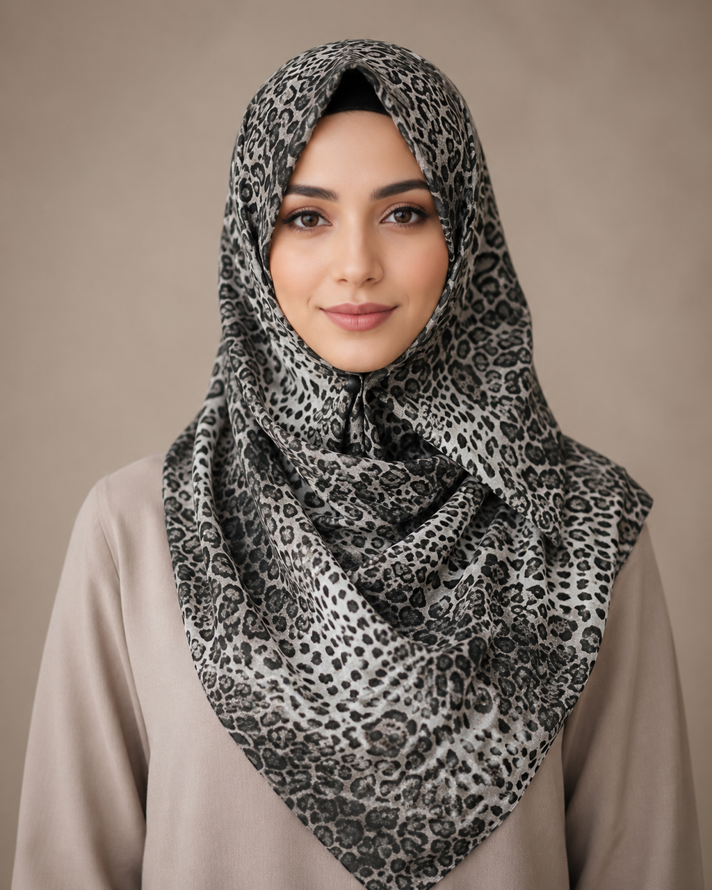 Luxury Leopard Print Modal Shayla Hijab | شيلة مودال فاخرة بنقشة ليوبارد أنيقة - Fabric Modal | القماش مودال
