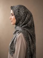 Luxury Leopard Print Modal Shayla Hijab | شيلة مودال فاخرة بنقشة ليوبارد أنيقة - Fabric Modal | القماش مودال