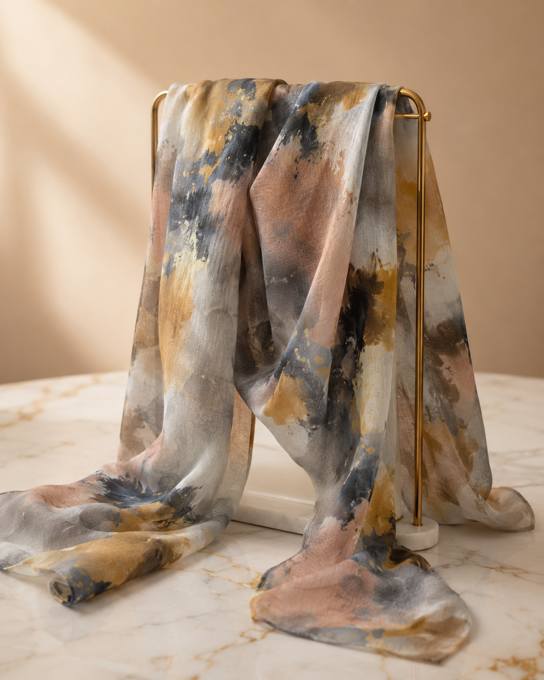 Luxury Abstract Print Modal Shayla Hijab | شيلة مودال فاخرة بنقشة فنية عصرية - Fabric Modal | القماش مودال