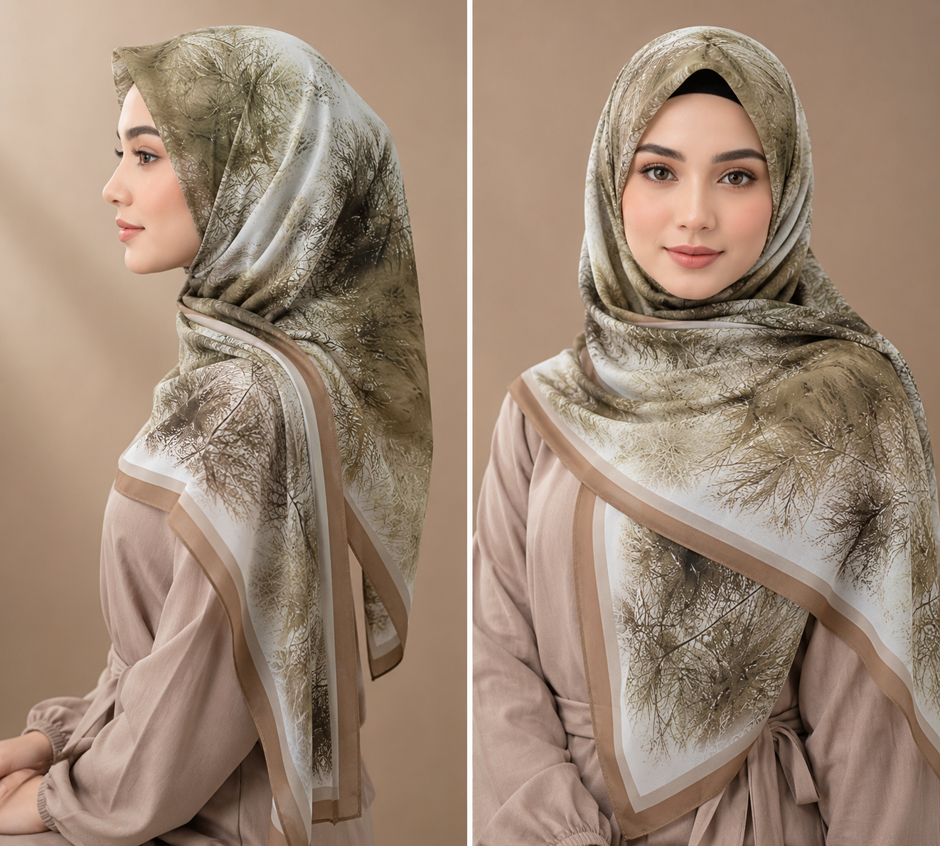 Luxury Nature Print Softy Cotton Shayla Hijab | شيلة سوفتي قطن فاخرة بنقشة طبيعية أنيقة - Fabric Softy Cotton | القماش سوفتي قطن