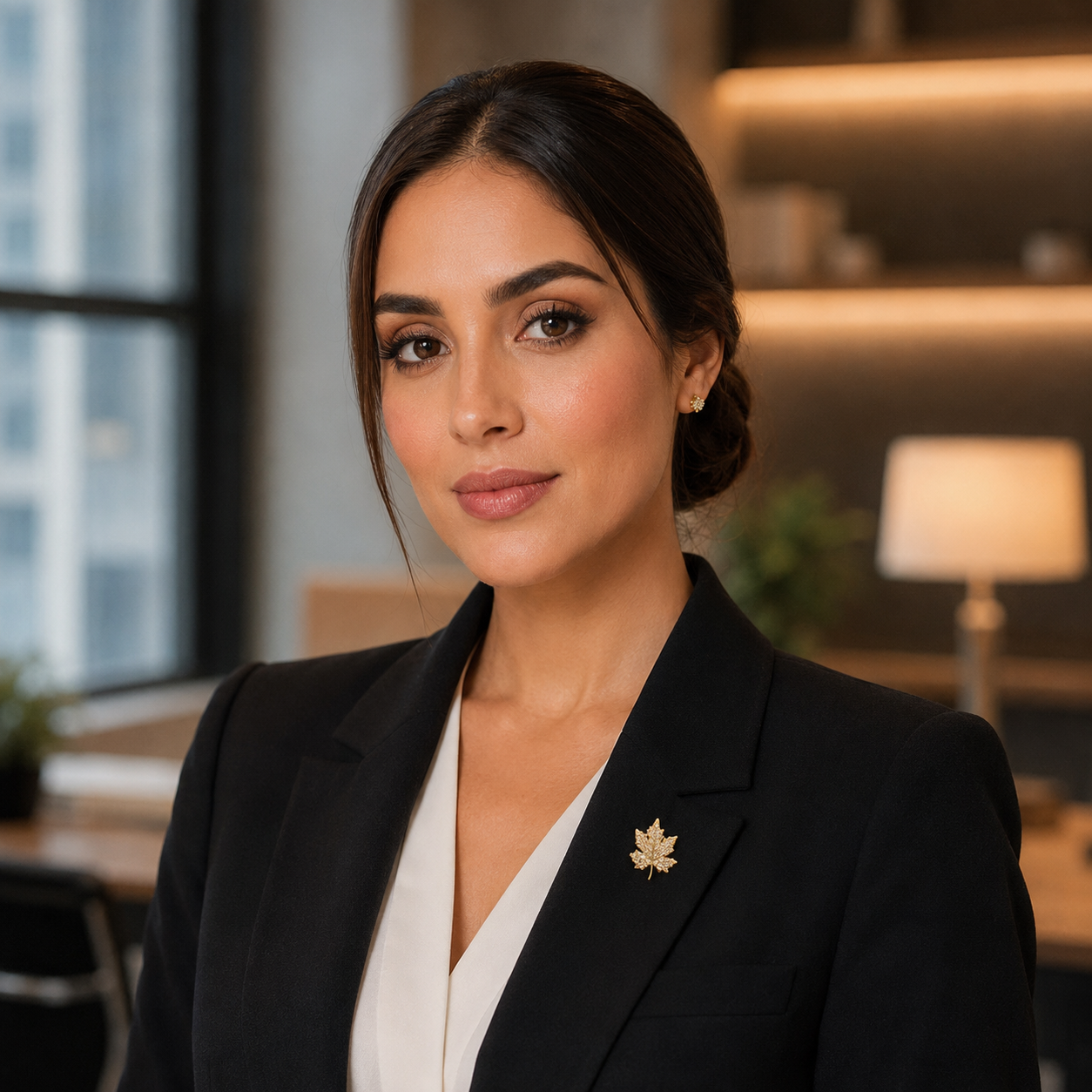 Luxury Leaf Crystal Hijab Brooch Gold Finish | بروش حجاب ورقة كريستال فاخر ذهبي