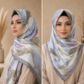 Luxury Baroque Satin Silk Shayla Hijab | شيلة ساتان حرير فاخرة بنقشة باروك راقية - Fabric Satin Silk | القماش ساتان حرير