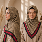 Luxury Monogram Satin Silk Shayla Hijab | شيلة ساتان حرير فاخرة بنقشة مونوغرام أنيقة - Fabric Satin Silk | القماش ساتان حرير