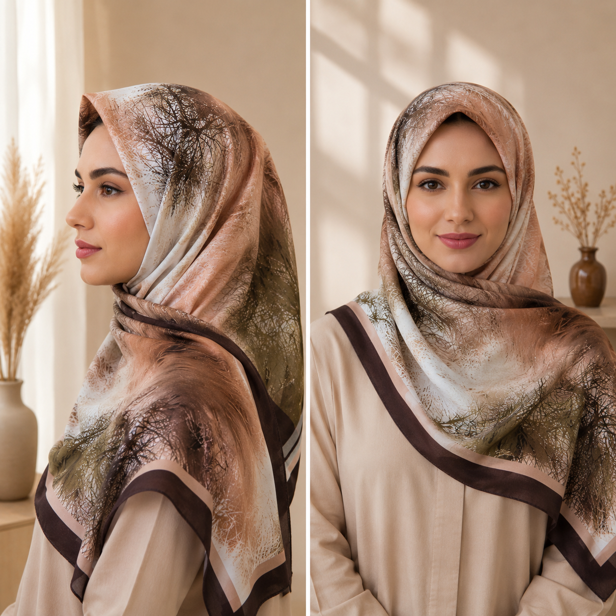 Luxury Artistic Print Softy Cotton Shayla Hijab | شيلة قطن ناعم فاخرة بنقشة فنية أنيقة - Fabric Softy Cotton | القماش سوفتي قطن