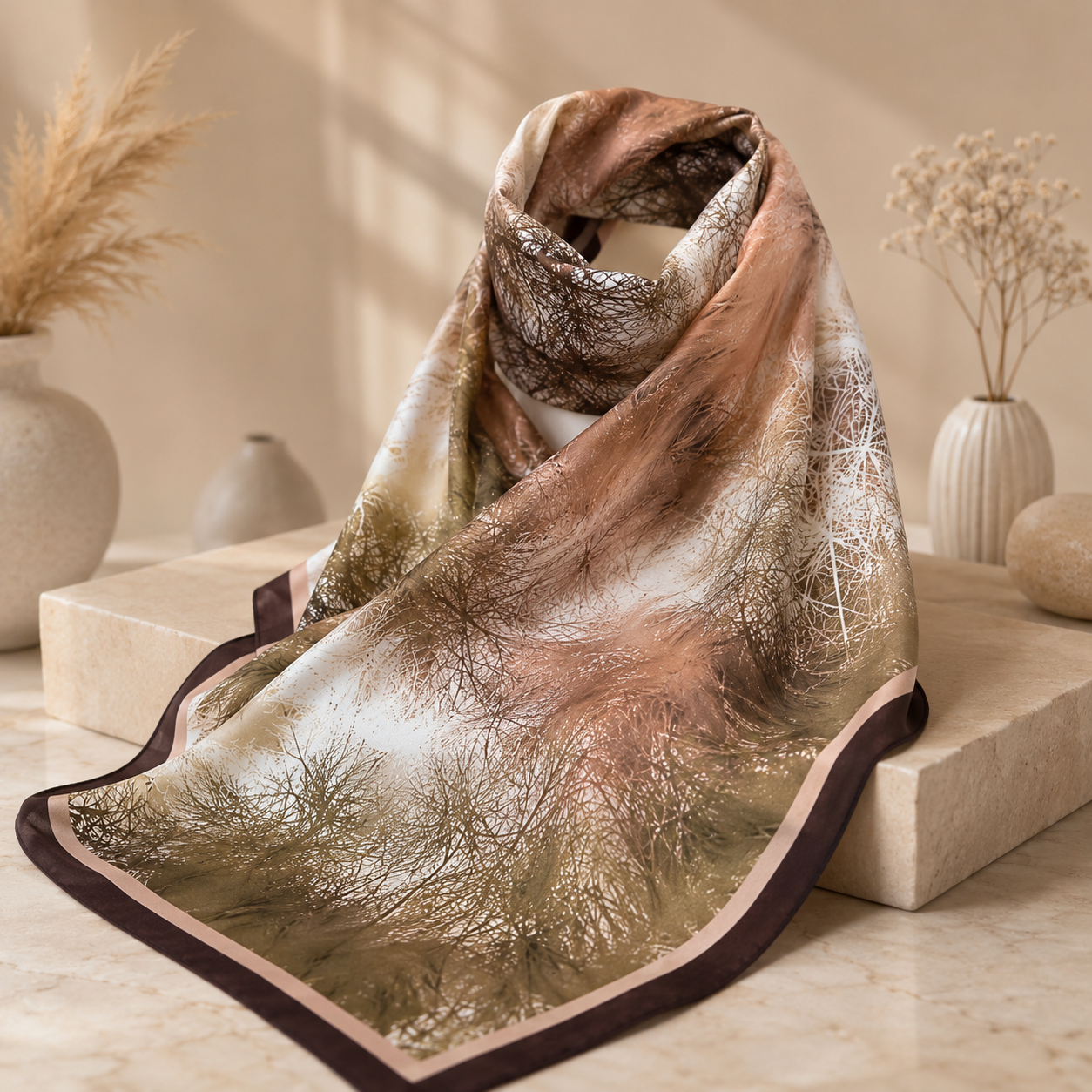 Luxury Artistic Print Softy Cotton Shayla Hijab | شيلة قطن ناعم فاخرة بنقشة فنية أنيقة - Fabric Softy Cotton | القماش سوفتي قطن