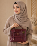 Manruya Brick Croc Texture Handbag | حقيبة مانرويا بلون الطوبي بنقشة التمساح