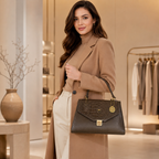 Manruya Brown Croc Texture Handbag | حقيبة مانرويا البنية بنقشة التمساح