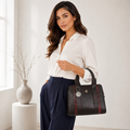 Manruya Brown Leather Handbag with Croc Detail | حقيبة مانرويا البنية الجلدية بتفاصيل نقشة التمساح